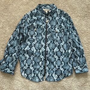 Zip front Michael Kors silky print top